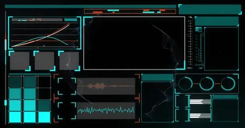 Image of data processing on black background Stock Photos