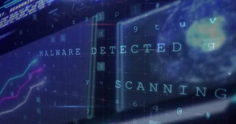 Image of data processing on black background Stock Photos