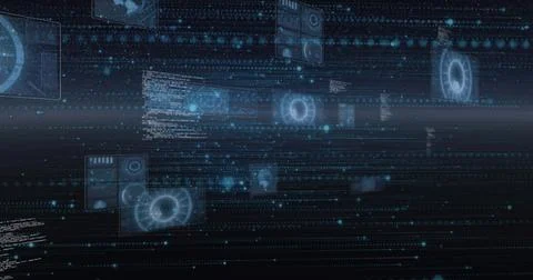 Image of data processing on black background Stock Photos