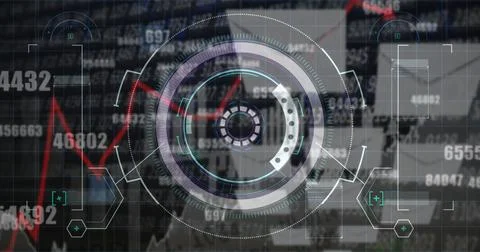 Image of data processing on black background Stock Photos