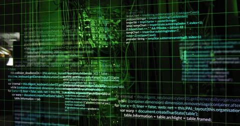 Image of data processing on black background Stock Photos