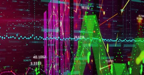 Image of data processing on black background Stock Photos