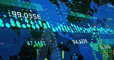 Image of data processing on black background Stock Photos