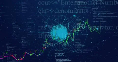 Image of data processing on black background 스톡 사진