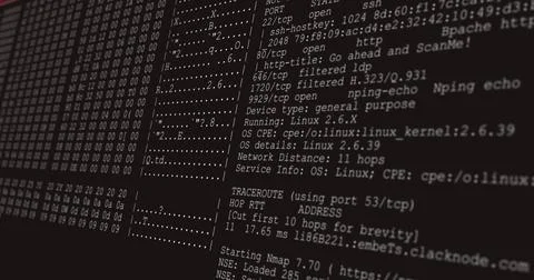 Image of data processing on black computer screen Stock Illustration