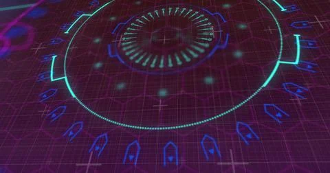 Image of data processing in black digital space Illustrazione stock