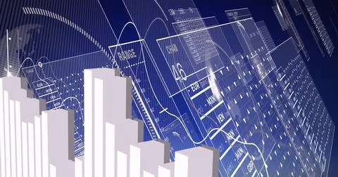 Image of data processing on blue background Stock Illustration