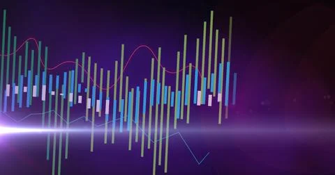 Image of data processing on blue background Illustrazione stock