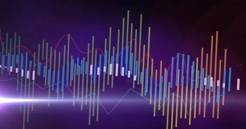 Image of data processing on blue background Illustrazione stock