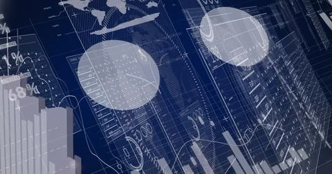 Image of data processing on blue background Stockillustratie