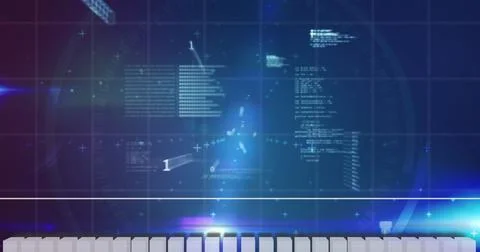 Image of data processing on blue background Stockillustratie