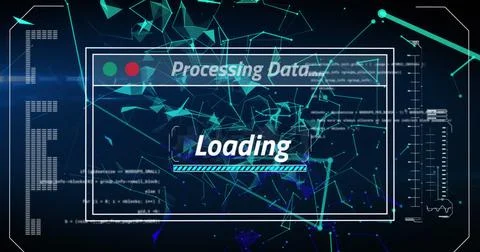Image of data processing on blue background Stockillustratie