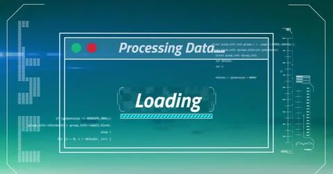 Image of data processing on blue background Illustrazione stock
