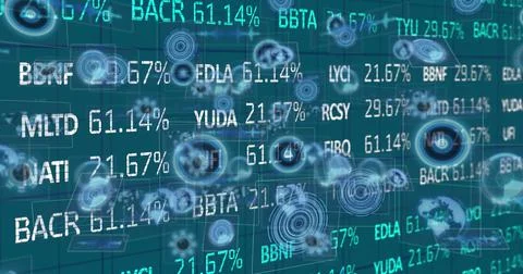 Image of data processing on blue background Stock Illustration