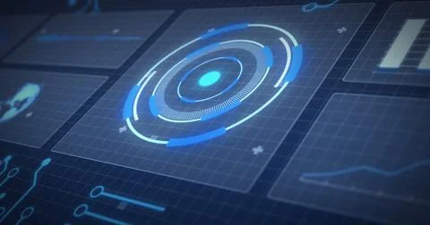 Image of data processing on blue background Stock Illustration