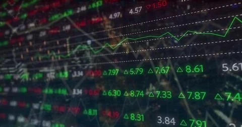 Image of data processing on blue background 스톡 일러스트