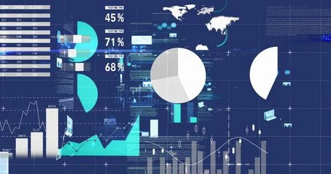 Image of data processing on blue background イラスト素材