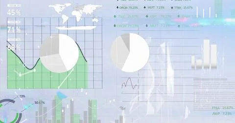 Image of data processing on blue background 스톡 일러스트