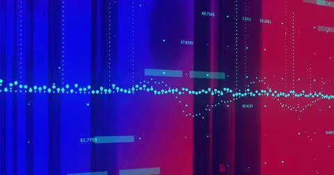Image of data processing on blue background Stock Photos