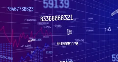 Image of data processing on blue background Stock Photos