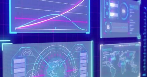 Image of data processing on blue background 库存照片