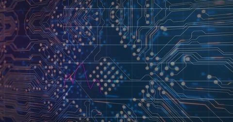 Image of data processing on blue background Stock Photos