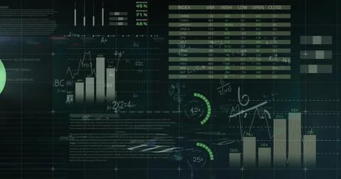 Image of data processing on blue background 스톡 사진