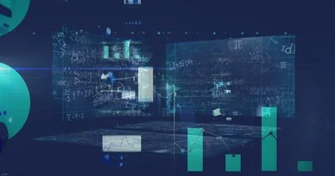 Image of data processing on blue background Stock Photos