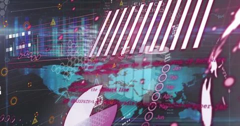 Image of data processing on blue background 写真素材