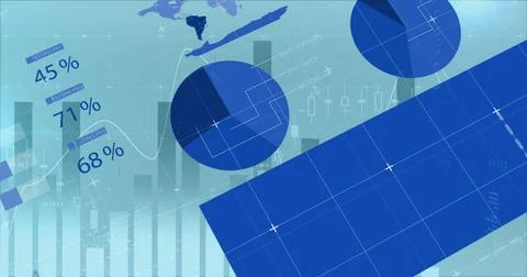 Image of data processing on blue background Stock Photos