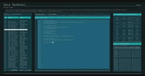Image of data processing on blue computer screens Illustrazione stock