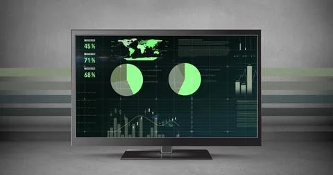 Image of data processing on computer screen Stockillustratie