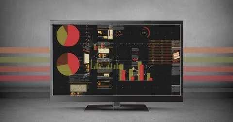Image of data processing on computer screen 스톡 사진