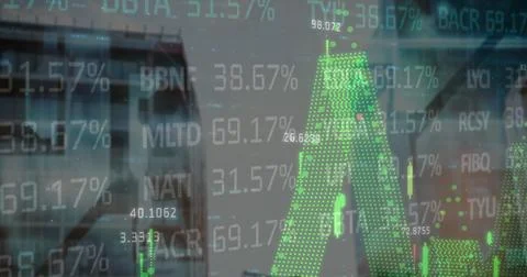 Image of data processing on dark background Foto stock