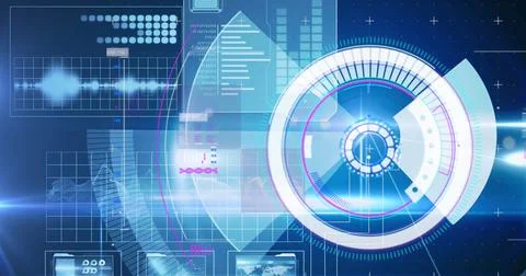 Image of data processing on digital screen 스톡 일러스트