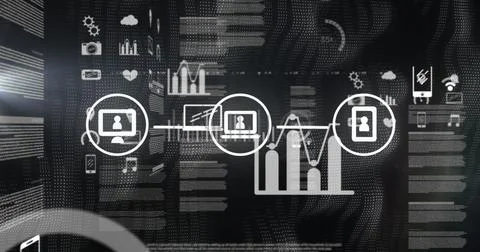 Image of data processing in on digital screen Stockillustratie