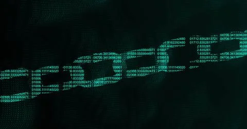 Image of data processing forming chain over black background Stockillustratie