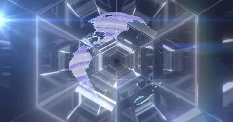 Image of data processing, globe and network of connections Stock Photos