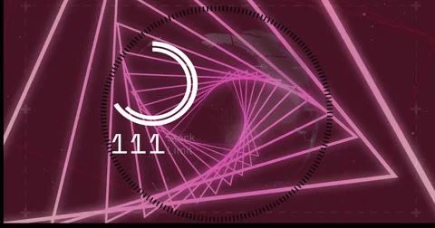 Image of data processing with globe over neon shapes on purple background Stock Photos