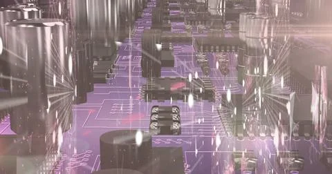 Image of data processing on glowing computer circuit board Stock Illustration