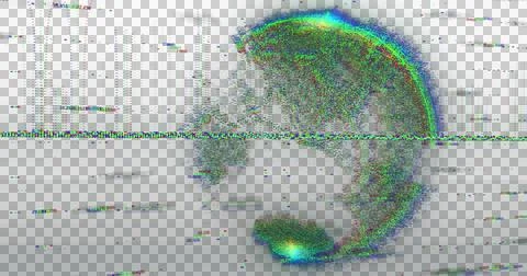 Image of data processing with glowing globe and over transparent background Ilustração Stock