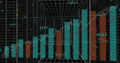 Image of data processing on graph and transferring through network Stockillustratie