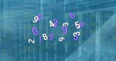 Image of data processing with graphs and charts on interface over computer Stock Photos