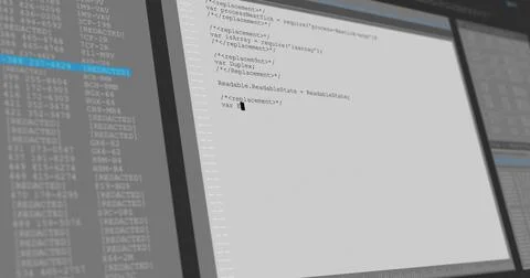 Image of data processing on gray and blue computer screens Stock Illustration