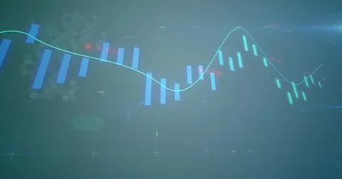 Image of data processing on green background Illustrazione stock