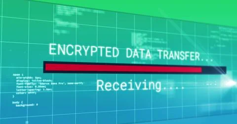 Image of data processing on green background 스톡 일러스트