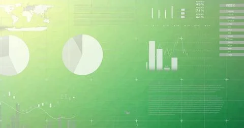Image of data processing on green background Stock Illustration