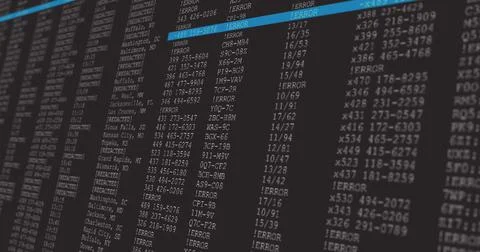 Image of data processing on grey and blue computer screen Stock Illustration