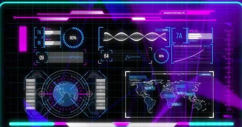 Image of data processing on interface Illustrazione stock