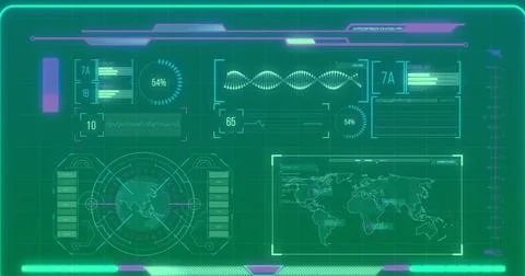 Image of data processing on interface Illustrazione stock